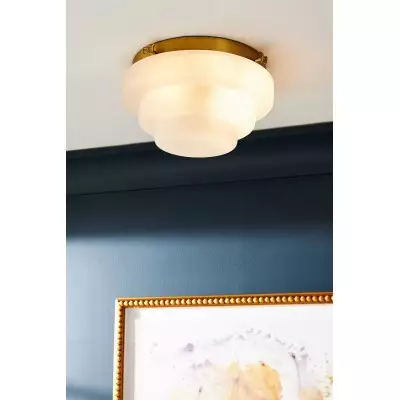 Capigia Glass Metal Flush Mount Ceiling Light - Modern Fixture for Bedroom or Hallway 2