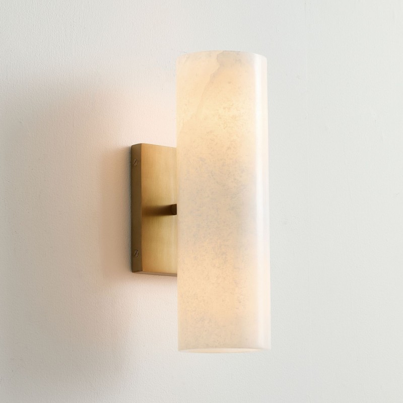 Wolvina Natural Marble Tube Sconce...