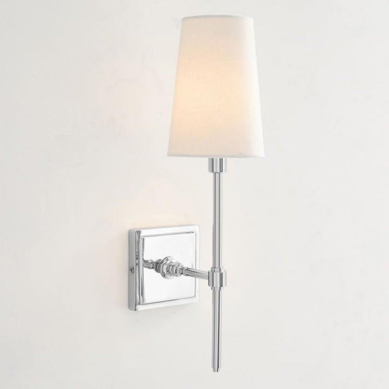 Applique murale Derlina en lin blanc...