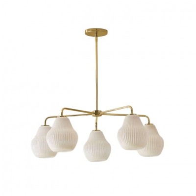 Rivrona 5-Light Chandelier for Entryway - Ribbed Glass Modern Lighting