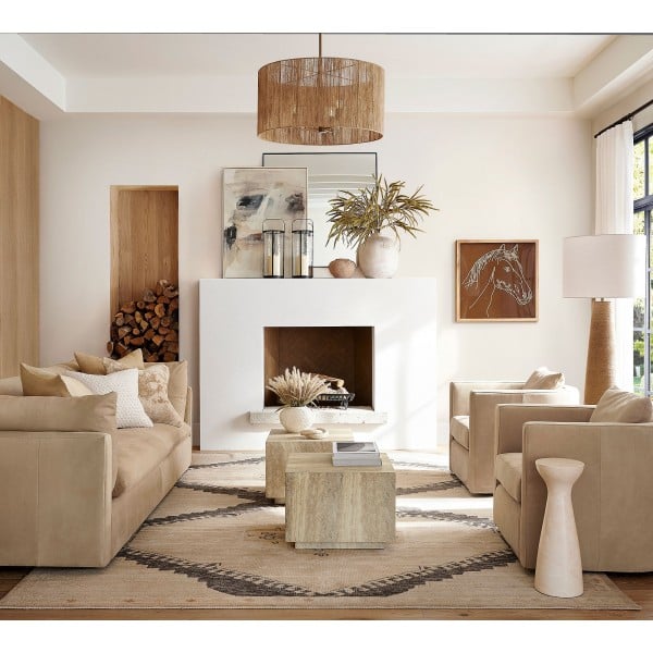 Dumora Antique Brass Drum Pendant Lamp - Farmhouse Style Lamp for Living Room