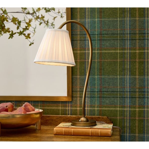 Luvora Brass Table Lamp - Textured Pleated Shade Light in Farmhouse Style