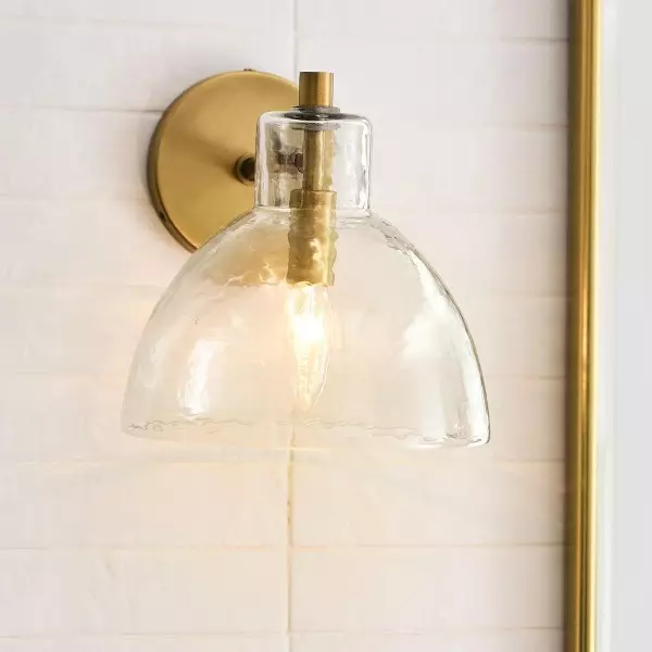 Glavira Recycled Glass Double Sconce - Indoor Brass Wall Lighting