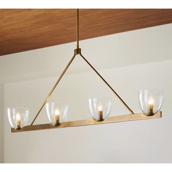 Auria Hand-blown Glass Metal Chandelier - Contemporary Brass Design