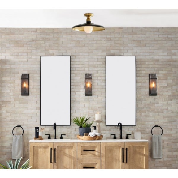 Forvara Farmhouse Metal Flush Mount Light - Black or White Ceiling Lamp