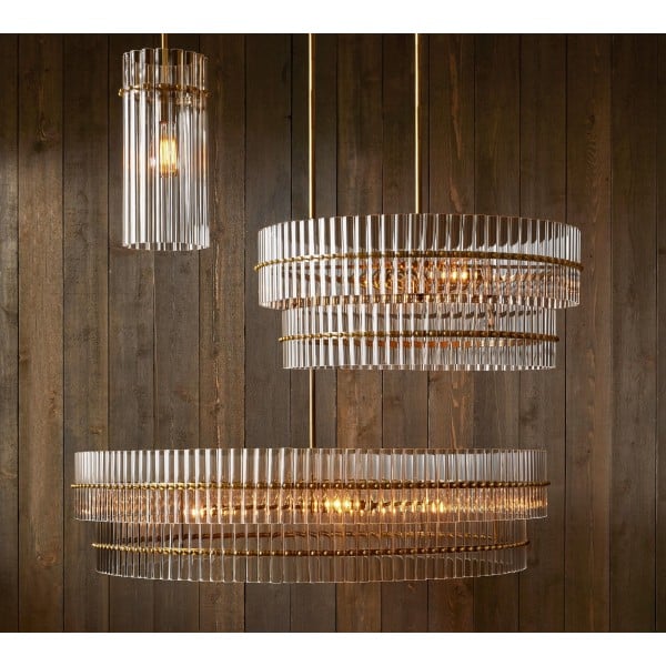Lumora Crystal Pendant Light – Elegant Tumbled Brass & Cut Glass