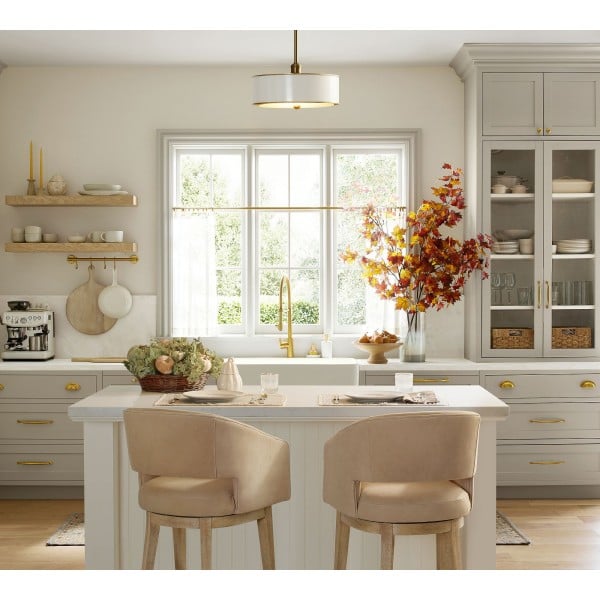 Forvara Metal Drum Pendant Light - Farmhouse Style Kitchen Island Lighting