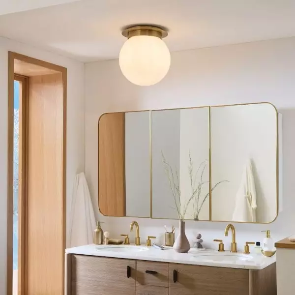 Rivolence Flush Mount Ceiling Fixture - Minimal Globe Brass Lighting