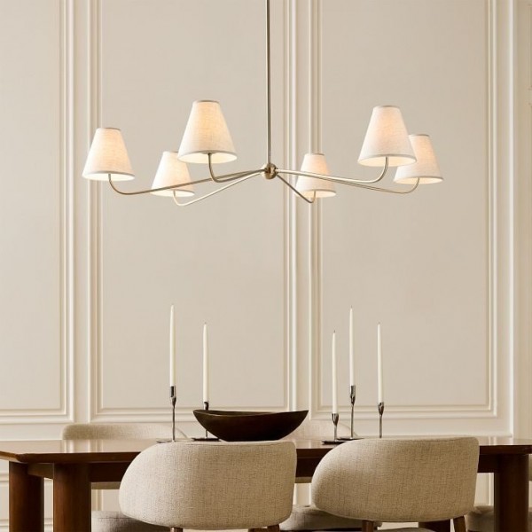 Fibura Metal Modern Linen Shade Linear Chandelier - Clean Lines