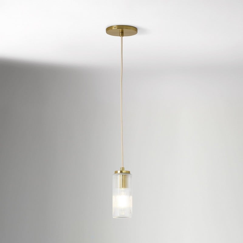 Rivora Fluted Glass Pendant Light – Modern Ribbed Shade