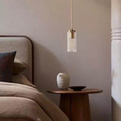 Rivora Fluted Glass Pendant Light – Modern Ribbed Shade 2