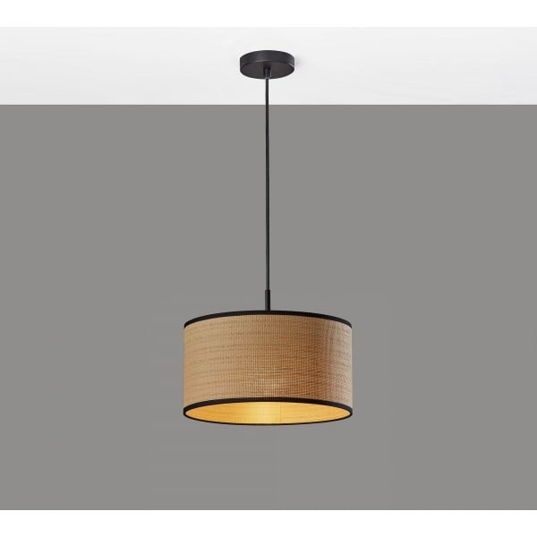 Dumora Fabric Drum Shade Pendant Light - Linen Design Hanging Light