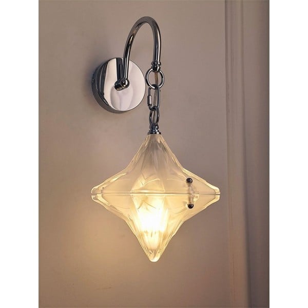 Art Deco Star Wall Sconce - Frosted Glass Light for Hallway - Astris Selene Art Deco Star Wall Sconce - Frosted Glass Light for Hallway - Astris Selene