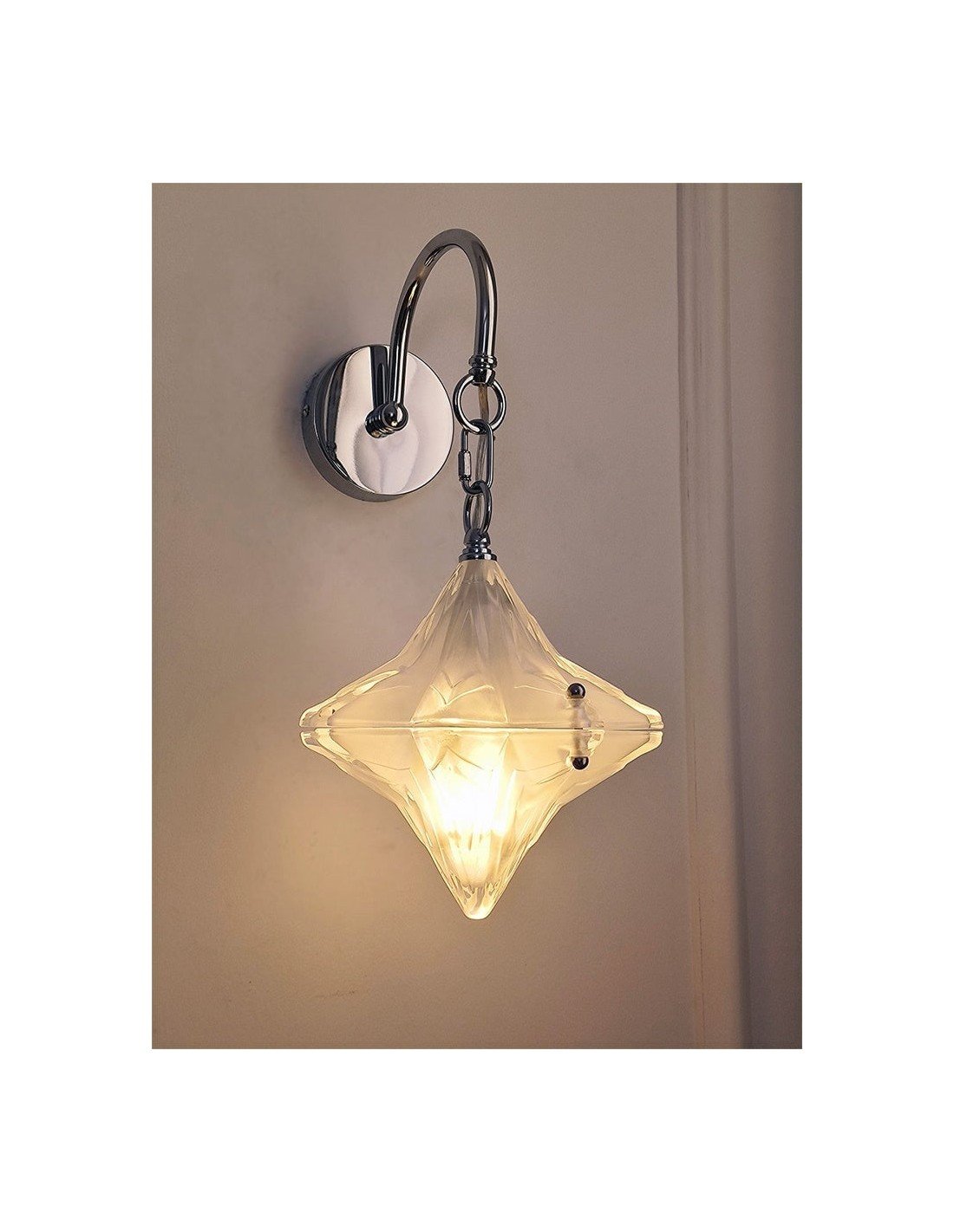 Art Deco Star Wall Sconce - Frosted Glass Light for Hallway - Astris Selene Art Deco Star Wall Sconce - Frosted Glass Light for Hallway - Astris Selene