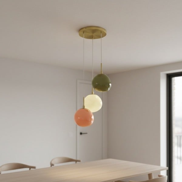 Multi-Shade Opal Glass Pendant - Cluster Hanging Lamp Multi-Shade Opal Glass Pendant - Cluster Hanging Lamp