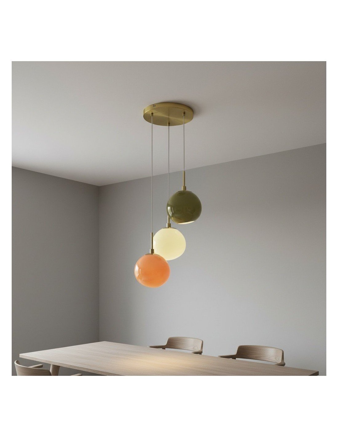 Hanglamp van opaalglas met meerdere... Hanglamp van opaalglas met meerdere...