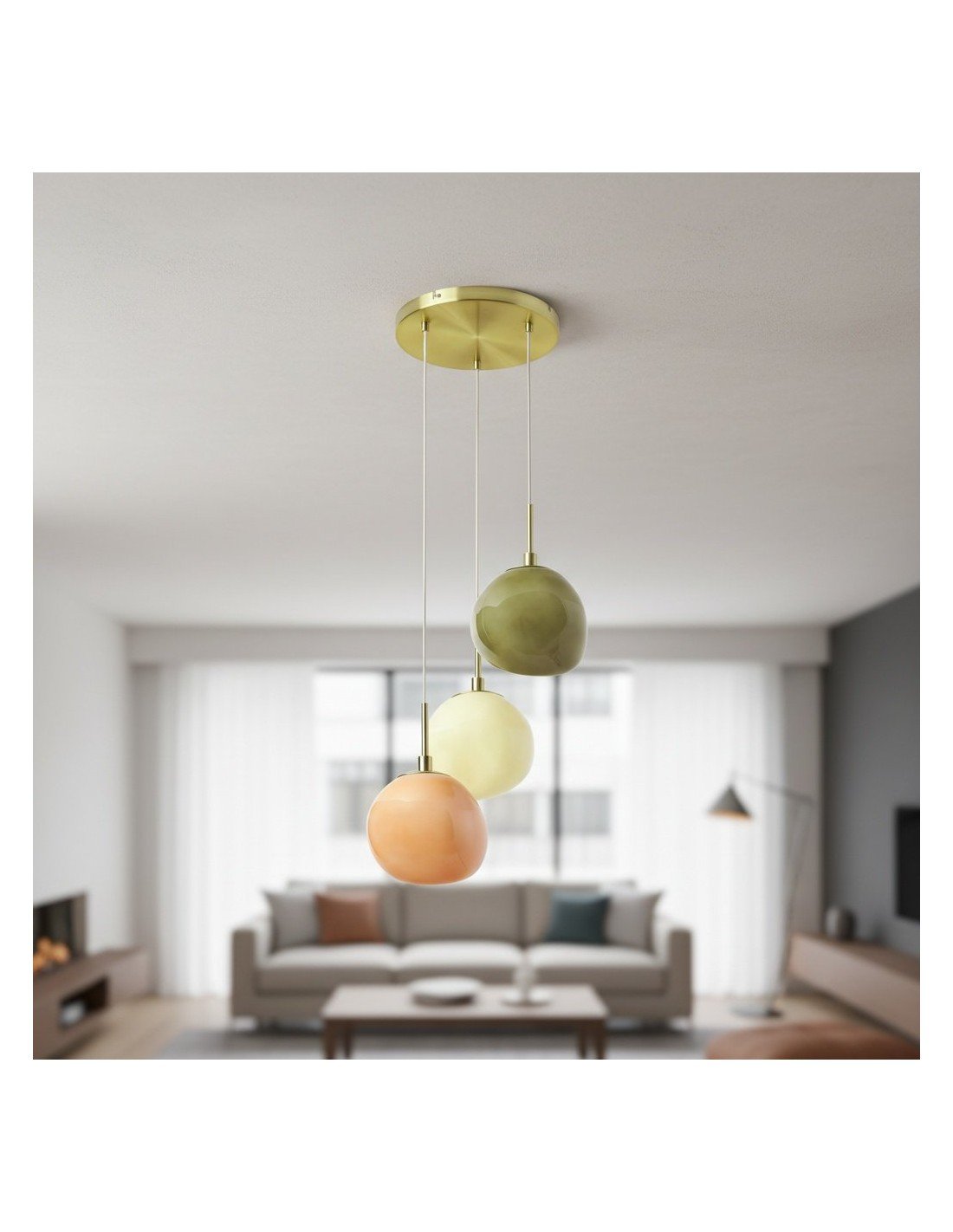 Hanglamp van opaalglas met meerdere... Hanglamp van opaalglas met meerdere...