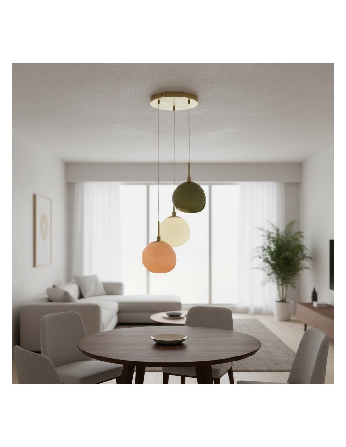 Hanglamp van opaalglas met meerdere... Hanglamp van opaalglas met meerdere...