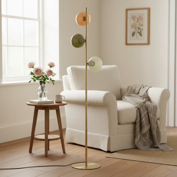 Opal Glass Floor Lamp - Modern Standing Light Opal Glass Floor Lamp - Modern Standing Light