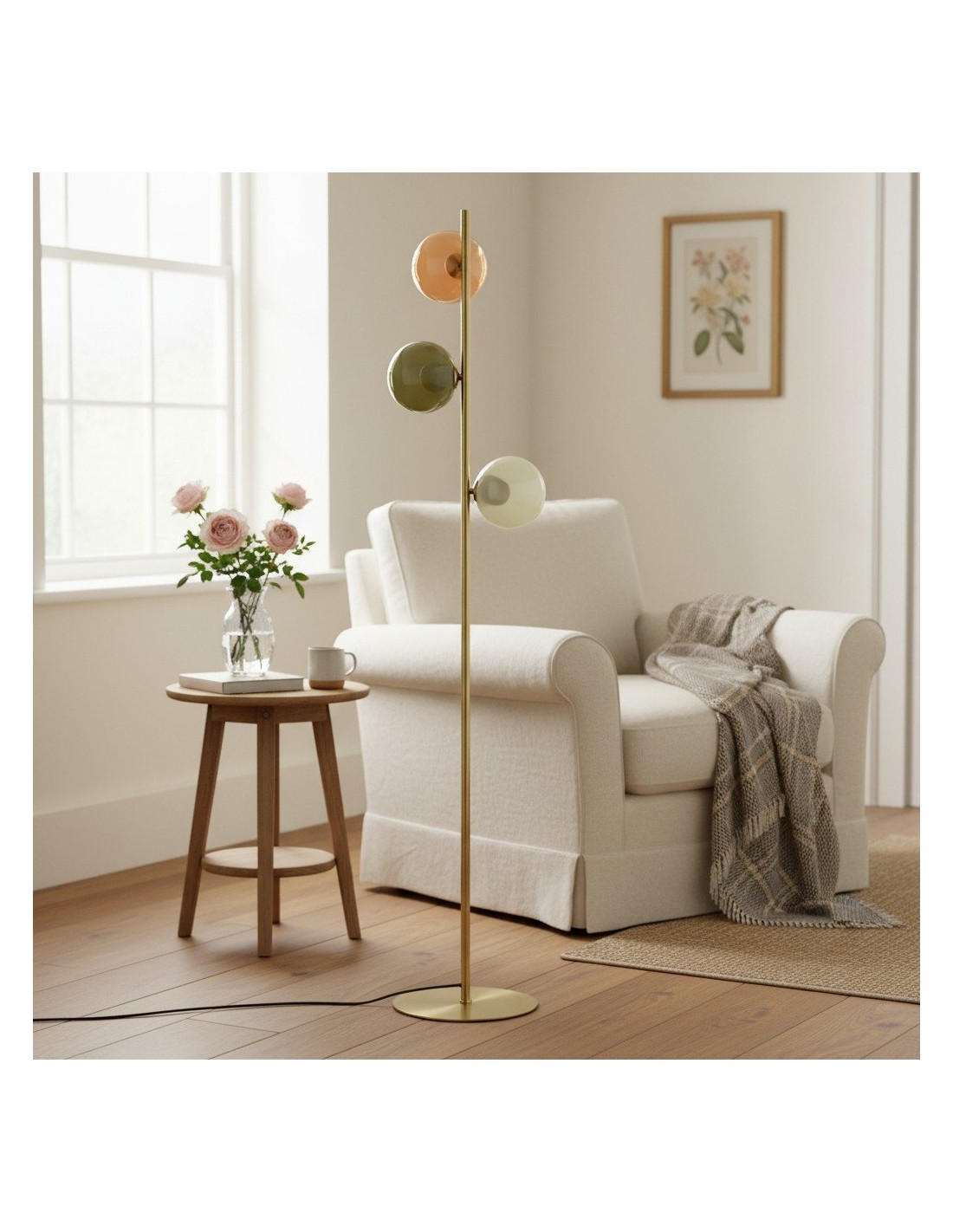 Opal Glass Floor Lamp - Modern Standing Light Opal Glass Floor Lamp - Modern Standing Light