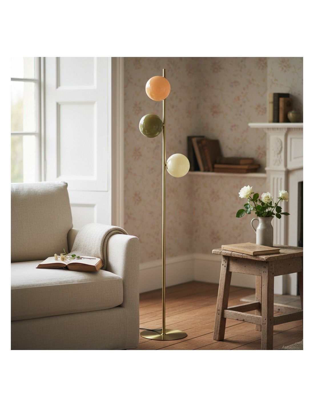 Opaal glazen vloerlamp - moderne... Opaal glazen vloerlamp - moderne...