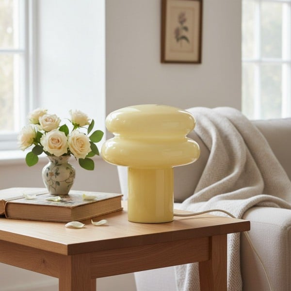 Small Opal Table Lamp - Mushroom Glass Lamp for Living Room Small Opal Table Lamp - Mushroom Glass Lamp for Living Room