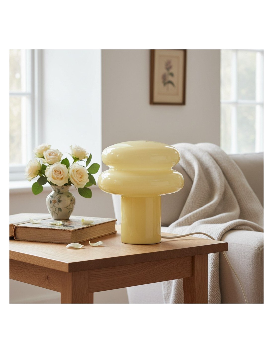 Small Opal Table Lamp - Mushroom Glass Lamp for Living Room Small Opal Table Lamp - Mushroom Glass Lamp for Living Room