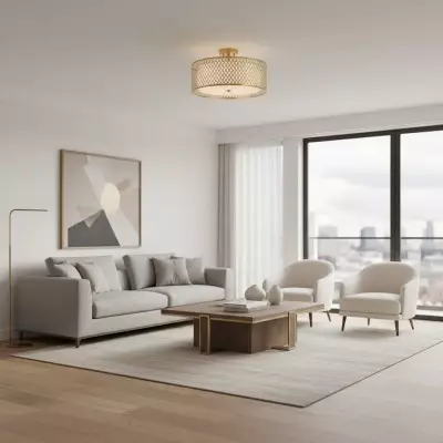 Modern 3 Light Mesh Design Ceiling Light - Dimmable for Living Room