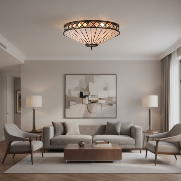Fargo Tiffany Artistic Crystal Accents Ceiling Lamp for Living Room Fargo Tiffany Artistic Crystal Accents Ceiling Lamp for Living Room