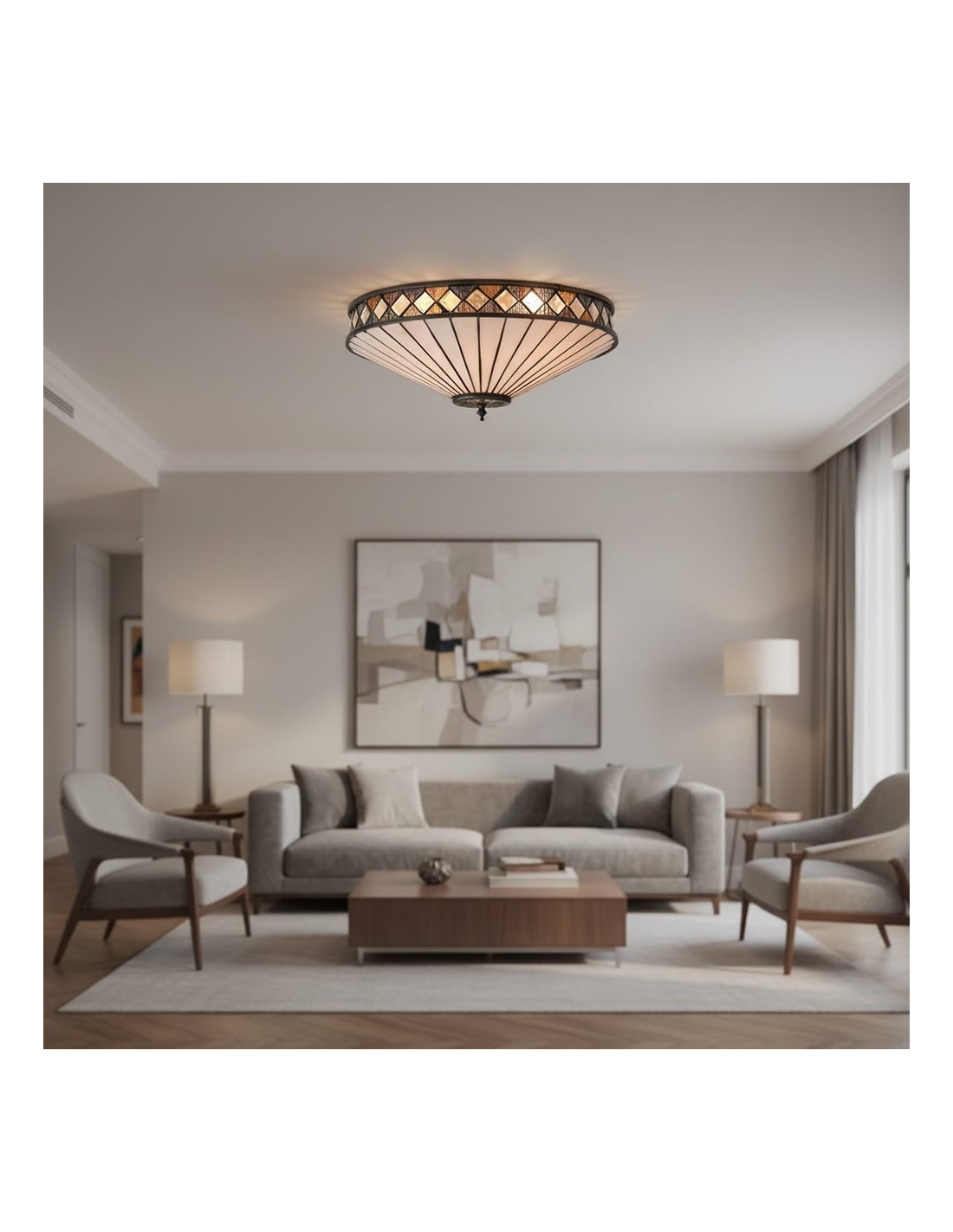 Fargo Tiffany Artistic Crystal Accents Ceiling Lamp for Living Room Fargo Tiffany Artistic Crystal Accents Ceiling Lamp for Living Room