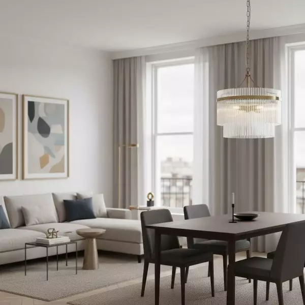 Elegant Glass Rods 3 Light Pendant Light - Vintage Brass Finish