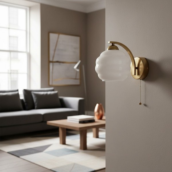 Curvona Bauhaus Milk Glass Wall Sconce - Minimalist Decor Upgrade Curvona Bauhaus Milk Glass Wall Sconce - Minimalist Decor Upgrade