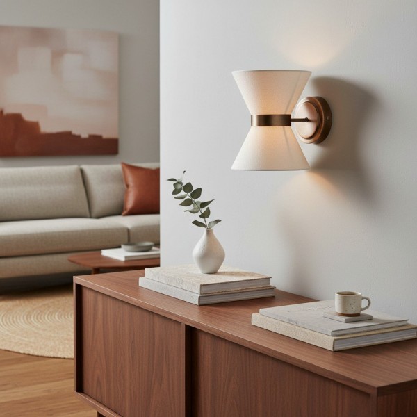 Ankora Wall Light - Bow-Tie Linen Shade Design Aged Brass Metal Sconce for Hallway KL1672