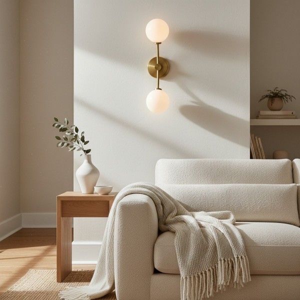 Arden Glass 2 Light Iron Wall Sconce - Modern Curved Design for Bathroom or Hallway KL1708