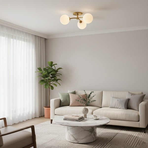 Arden Glass Contemporary 3 Light Ceiling Fixture - Sculptural Multi-Light Fixture for Living Spaces KL1727