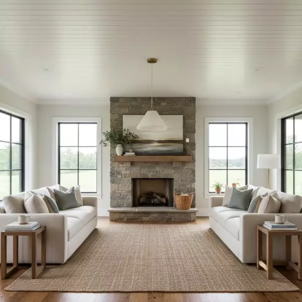 Blossine Linen Scalloped Pendant Light - Layered Shade and Metal Canopy Rustic to Modern KL1673