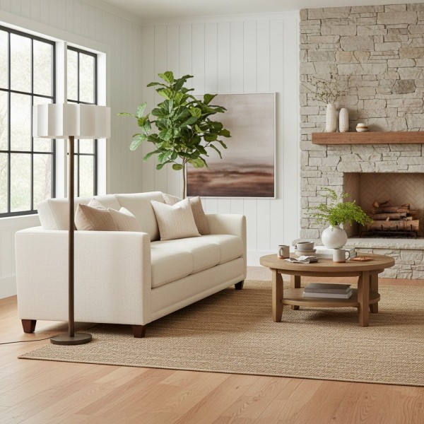 Cavilon Modern Floor Lamp - Slim Profile and Soft Shade Contemporary Metal Lighting for Bedroom KL1666