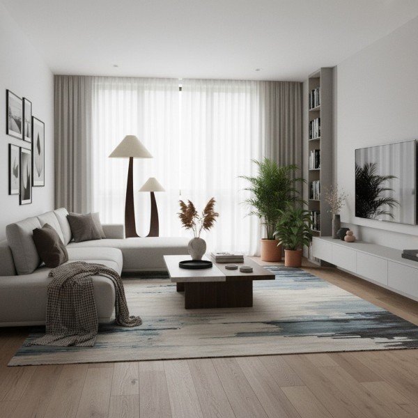 Cordove Arc Floor Lamp - Modern Organic Solid Wood & Fabric for Living Rooms KL1632