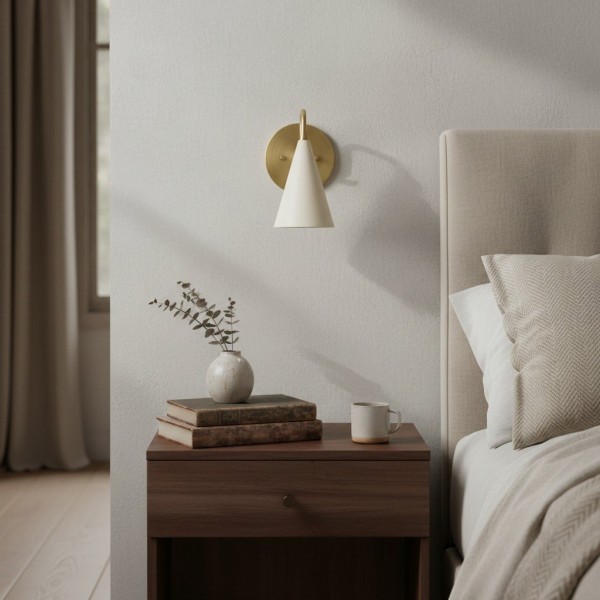 Curva Metal Cone Shade Sconce - Vintage Brass Wall Light for Entryway or Stairwell KL1720