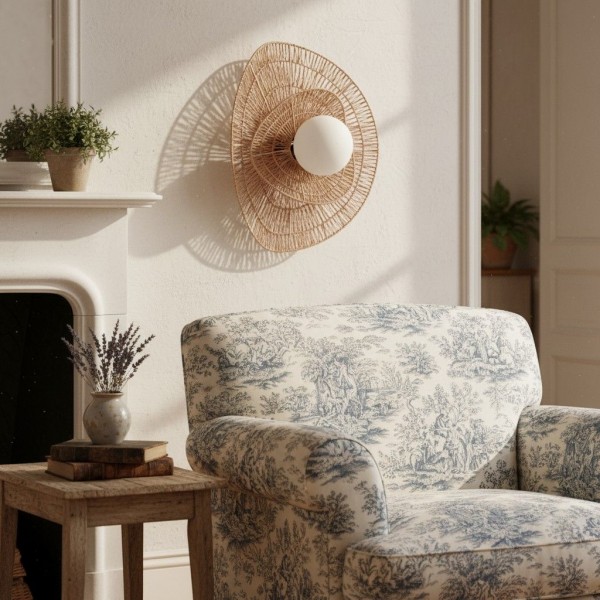 Florevian Woven Wall Sconce - Two Tier Jute Wall Sconce for Living or Bedroom KL1617