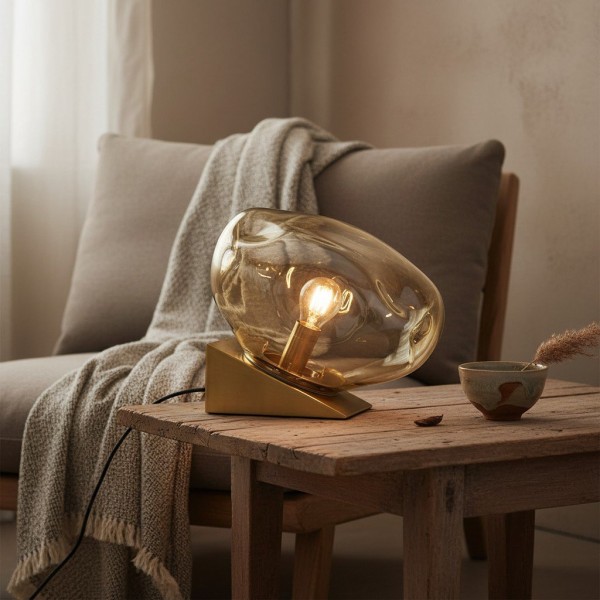 Glissora Glass Table Lamp - Soft Sculptural Glass Form for Living Room or Bedroom KL1748