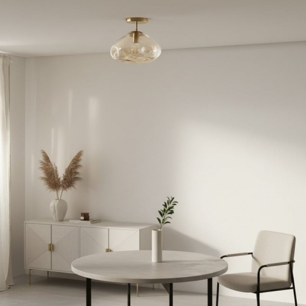 Glissora Reflective Glass Semi-Flush Ceiling Lamp - Sculptural Design, Versatile Finish for Hallways & Dining KL1741