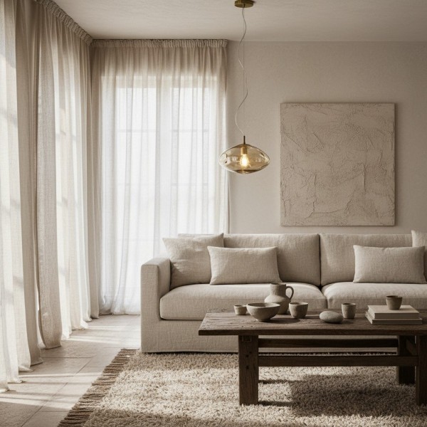 Glissora Soft Curved Glass Pendant Light - Hanging Pendant Glass and Metal for Dining and Kitchen Island KL1734