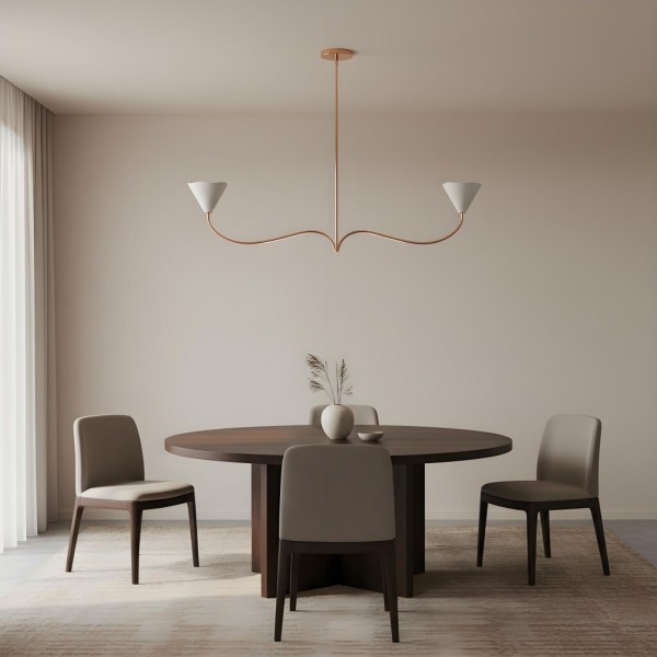 Kysara Linear Chandelier - Curved Lamp Arms and Fabric Shades are Suitable for Living Rooms or Dining Rooms KL1637