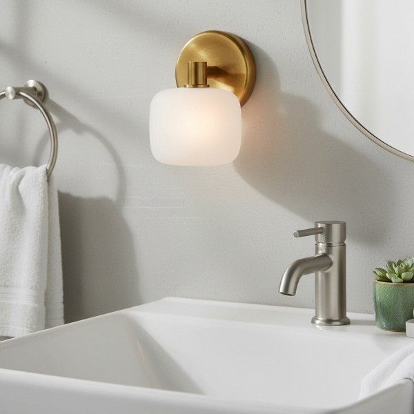 Lirra Frosted Glass Wall Sconce - Modern Minimalist Metal-Finish for Bathroom or Dressing Table KL1698
