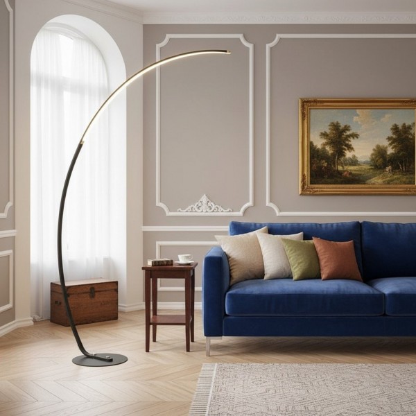 Lirra Minimal Curved Floor Lamp - Elegant Metal Accent for Living Spaces KL1711