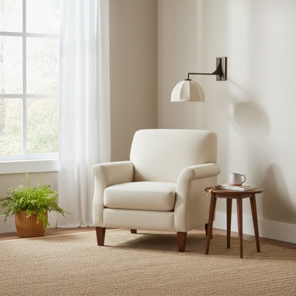 Lumarys Swing-Arm Sconce - Sculptural Linen Shade Wall Lamp in Organic Style for Living or Bedroom KL1624