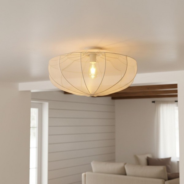 Lumifil Draped Mesh Ceiling Light - Boho Rustic Textured Shade Lamp for Living Room or Bedroom KL1707