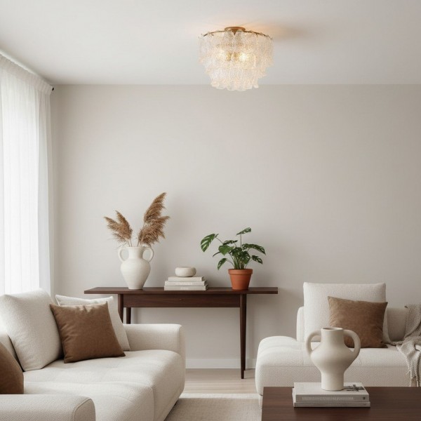 Lumvey Tiered Glass Flush Mount - Round Stacked Design for Modern Home KL1722