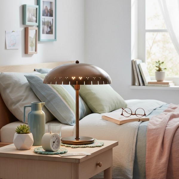 Lustrona Perforated Shade Brass Desk Lamp - Modern Vintage Accent Light KL1621